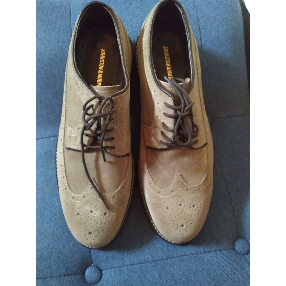 Johnston & Murphy Wingtip Oxford Dress Shoes Suede Leather Lace Up